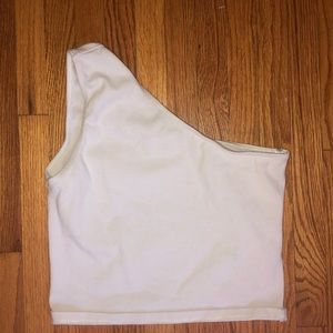 Brandy Melville white one shoulder shirt